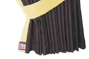 Lkw Bettgardinen, Wildlederoptik, Kunstlederkante, stark abdunkelnd anthrazit-schwarz beige* L&auml;nge 179 cm