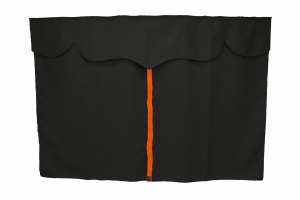 Lkw Bettgardinen, Wildlederoptik, Kunstlederkante, stark abdunkelnd anthrazit-schwarz orange L&auml;nge 179 cm