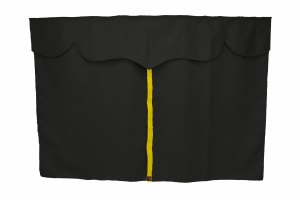 Lkw Bettgardinen, Wildlederoptik, Kunstlederkante, stark abdunkelnd anthrazit-schwarz gelb L&auml;nge 179 cm