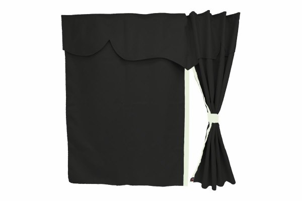 Lkw Bettgardinen, Wildlederoptik, Kunstlederkante, stark abdunkelnd anthrazit-schwarz weiß Länge 179 cm