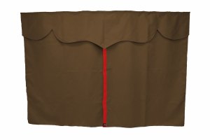 Vrachtwagengordijnen, su&egrave;delook, kunstleren rand, sterk verduisterend effect donkerbruin rood* Lengte 179 cm