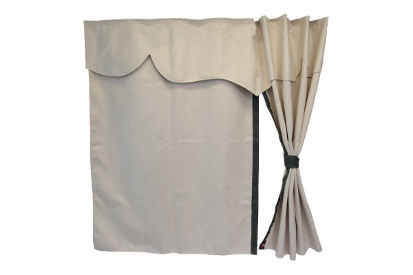 Truck bed curtains, suede look, imitation leather edge, strong darkening effect beige black* Length 179 cm