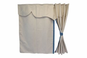 Lkw Bettgardinen, Wildlederoptik, Kunstlederkante, stark abdunkelnd beige blau* L&auml;nge 179 cm