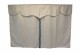 Lkw Bettgardinen, Wildlederoptik, Kunstlederkante, stark abdunkelnd beige blau* Länge 179 cm