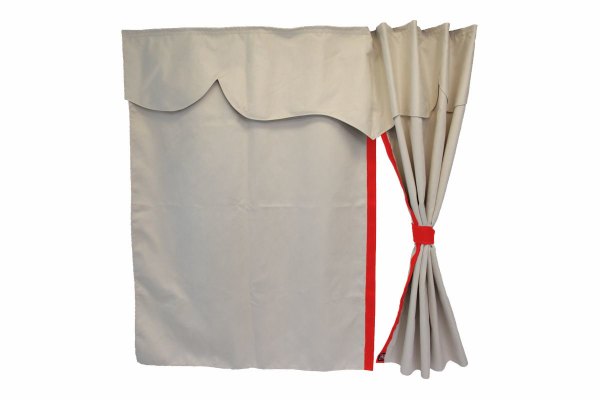 Lkw Bettgardinen, Wildlederoptik, Kunstlederkante, stark abdunkelnd beige rot* Länge 179 cm