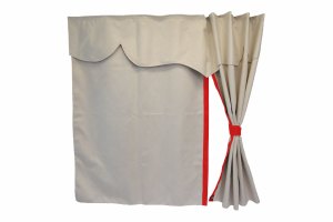 Lkw Bettgardinen, Wildlederoptik, Kunstlederkante, stark abdunkelnd beige rot* L&auml;nge 179 cm