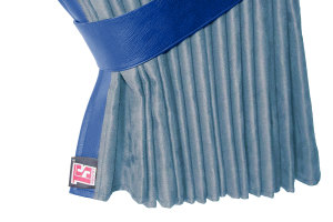 Lkw Bettgardinen, Wildlederoptik, Kunstlederkante, stark abdunkelnd hellblau blau* L&auml;nge 179 cm