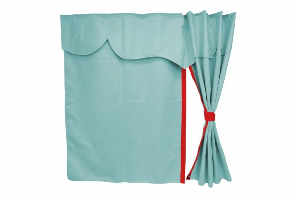 Lkw Bettgardinen, Wildlederoptik, Kunstlederkante, stark abdunkelnd hellblau rot* Länge 179 cm