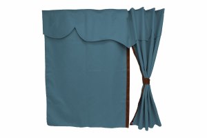 Lkw Bettgardinen, Wildlederoptik, Kunstlederkante, stark abdunkelnd dunkelblau braun* L&auml;nge 179 cm