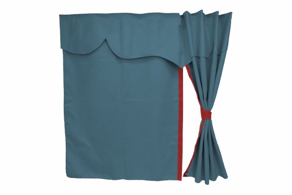 Lkw Bettgardinen, Wildlederoptik, Kunstlederkante, stark abdunkelnd dunkelblau bordeaux Länge 179 cm
