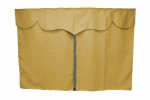 Vrachtwagengordijnen, su&egrave;delook, kunstleren rand, sterk verduisterend effect karamel Grijs Lengte 179 cm
