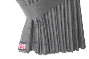 Lkw Bettgardinen, Wildlederoptik, Kunstlederkante, stark abdunkelnd grau grau L&auml;nge 179 cm