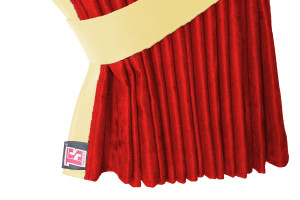 Lkw Bettgardinen, Wildlederoptik, Kunstlederkante, stark abdunkelnd rot beige* L&auml;nge 179 cm