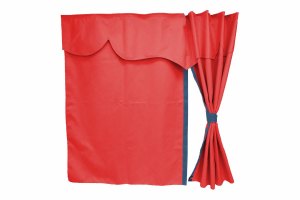 Lkw Bettgardinen, Wildlederoptik, Kunstlederkante, stark abdunkelnd rot blau* Länge 179 cm