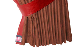 Truck bed curtains, suede look, imitation leather edge, strong darkening effect grizzly red* Length 179 cm