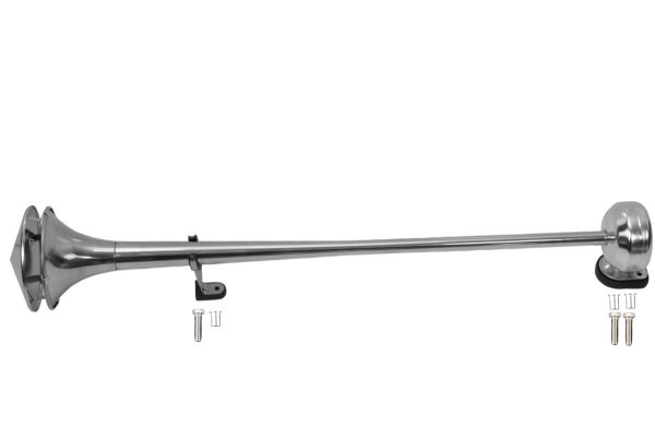 Truckhorn med tryckluft och skyddskåpa - hölje i rostfritt stål, längd 85 cm