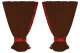 Lastbilsfönstergardiner i mockalook, 4-delade, med dansk plyschkant mörkbrun röd Längd 95 cm