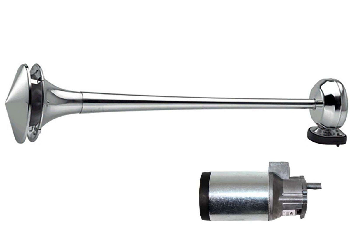 Edelstahl Drucklufthorn mit Schutzkappe und Beam Kompressor, 12