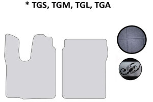 Geschikt voor MAN*: Truck vloermatten TGS,TGM,TGL,TGA ( M/L/LX ) grijs met ClassicLine logo, kunstleer