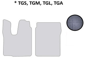 Geschikt voor MAN*: Truckmatten TGS,TGM,TGL,TGA ( M/L/LX ) grijs zonder ClassicLine-logo, kunstleder