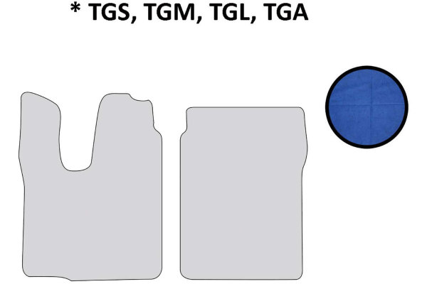 Passend für MAN*: Lkw Fußmatten TGS,TGM,TGL,TGA ( M/L/LX ) blau ohne Logo ClassicLine, Kunstleder