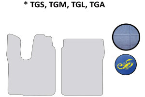 Passend f&uuml;r MAN*: Lkw Fu&szlig;matten TGS,TGM,TGL,TGA ( M/L/LX ) hellblau mit Logo ClassicLine, Kunstleder