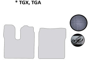 Adatto per MAN*: Tappetini per camion TGX,TGA (XL/XLX/XXL) grigio con logo ClassicLine, finta pelle