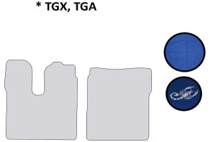 Geschikt voor MAN*: Truck vloermatten TGX,TGA (XL/XLX/XXL) blauw met ClassicLine logo, kunstleder
