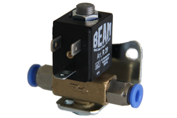 Truck compressed air solenoid valve complete with connections and bracket