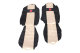 Suitable for Mercedes*: Atego, Axor (2015-...) design seat covers set with TS Logo fabric edge black Suedelook, stitched, beige 1 intergarted belt