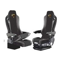 Suitable for Mercedes*: Atego, Axor (2015-...) design seat covers set with TS Logo fabric edge black Suedelook, stitched, black 1 integrated belts