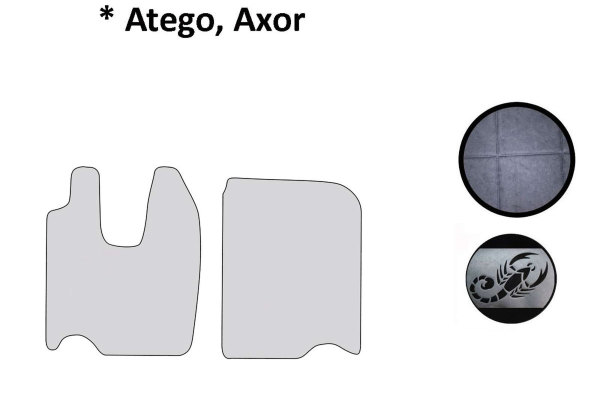 Fits Mercedes*: Atego (1998 -...), Axor (2001 -...) imitation leather floor mats grey - with Logo ClassicLine