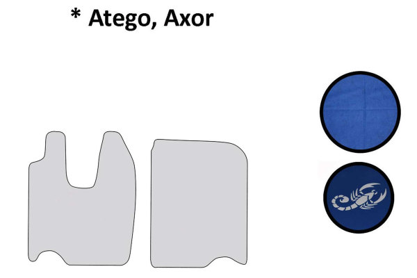 Lämplig för Mercedes*: Atego (1998-...), Axor (2001-...) Golvmattor blå - med ClassicLine-logotyp, läderimitation