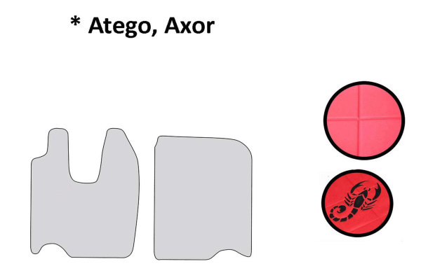 Fits Mercedes*: Atego (1998-...), Axor (2001-...) imitation leather floor mats red - with Logo ClassicLine
