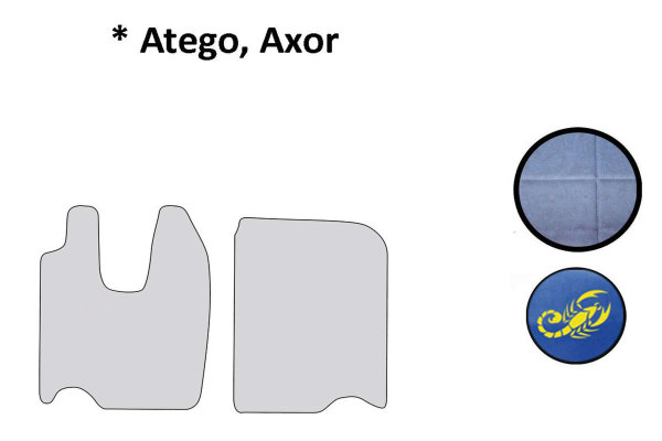 Fits Mercedes*: Atego (1998-...), Axor (2001-...) imitation leather floor mats light blue - with Logo ClassicLine