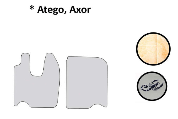 Passend für Mercedes*: Atego (1998-...), Axor (2001-...) Fußmatten beige - mit Logo ClassicLine, Kunstleder