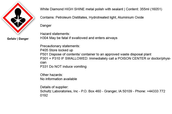 White Diamond Metallpolitur und Versiegelung 355ml, WhiteDiamond America  Chrom Politur