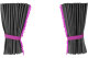 Wildlederoptik Lkw Scheibengardinen 4 teilig, mit Quastenbommel, stark abdunkelnd, doppelt verarbeitet grau pink Länge 95 cm