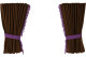 Suède-look vrachtwagenschijfgordijnen 4-delig, met pompon met kwastjes, sterk verduisterend, dubbel verwerkt grizzly lila Lengte 95 cm