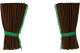 Suède-look vrachtwagenschijfgordijnen 4-delig, met pompon met kwastjes, sterk verduisterend, dubbel verwerkt grizzly groen Lengte 95 cm