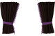 Suède-look vrachtwagenschijfgordijnen 4-delig, met pompon met kwastjes, sterk verduisterend, dubbel verwerkt donkerbruin lila Lengte 95 cm