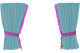 Wildlederoptik Lkw Scheibengardinen 4 teilig, mit Quastenbommel, stark abdunkelnd, doppelt verarbeitet hellblau pink Länge 95 cm