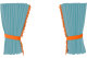 Wildlederoptik Lkw Scheibengardinen 4 teilig, mit Quastenbommel, stark abdunkelnd, doppelt verarbeitet hellblau orange Länge 95 cm
