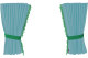 Suède-look vrachtwagenschijfgordijnen 4-delig, met pompon met kwastjes, sterk verduisterend, dubbel verwerkt lichtblauw groen Lengte 95 cm
