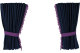 Wildlederoptik Lkw Scheibengardinen 4 teilig, mit Quastenbommel, stark abdunkelnd, doppelt verarbeitet dunkelblau flieder Länge 110 cm