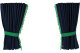 Suède-look vrachtwagenschijfgordijnen 4-delig, met pompon met kwastjes, sterk verduisterend, dubbel verwerkt donkerblauw groen Lengte 95 cm