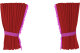 Suede-look truck window curtains 4-piece, with tassel pompom, strong darkening, double processed red pink Length 110 cm