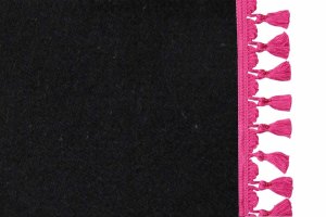 Wildlederoptik Lkw Bettgardine 3 teilig, mit Quastenbommel anthrazit-schwarz pink L&auml;nge 149 cm