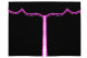 Wildlederoptik Lkw Bettgardine 3 teilig, mit Quastenbommel anthrazit-schwarz pink Länge 179 cm