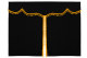 Wildlederoptik Lkw Bettgardine 3 teilig, mit Quastenbommel anthrazit-schwarz gelb Länge 149 cm